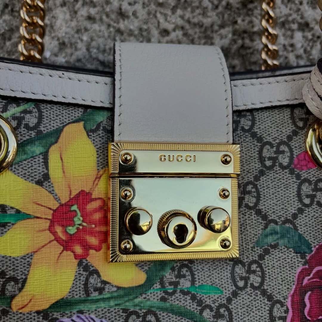 Gucci Padlock Flora Small GG Supreme Canvas Shoulder Bag - Image 5
