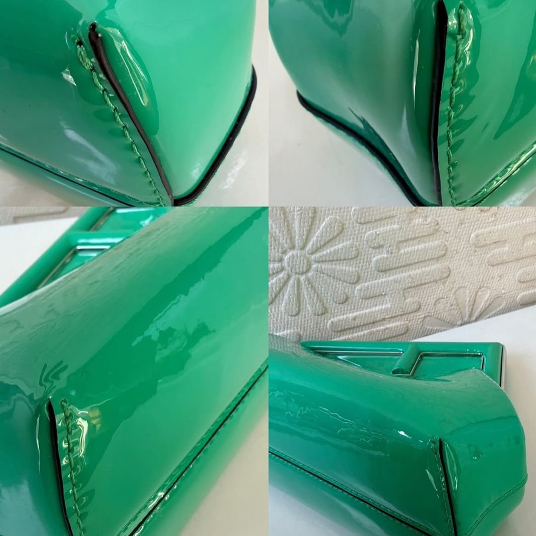 Fendi First Patent Leather Crossbody Bag Green