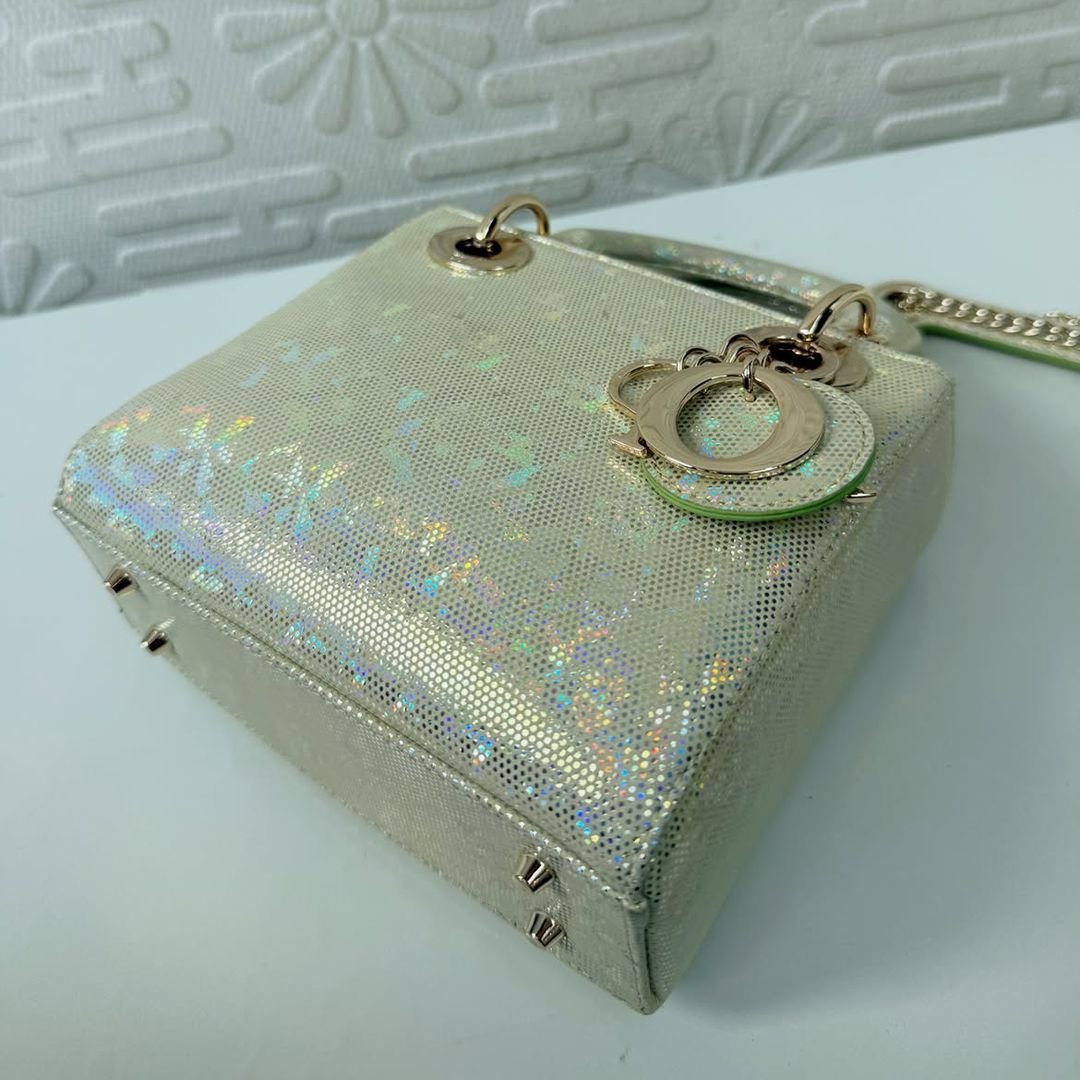 Christian Dior Mini Lady Dior Gold Iridescent Python Exotic Leather Bag
