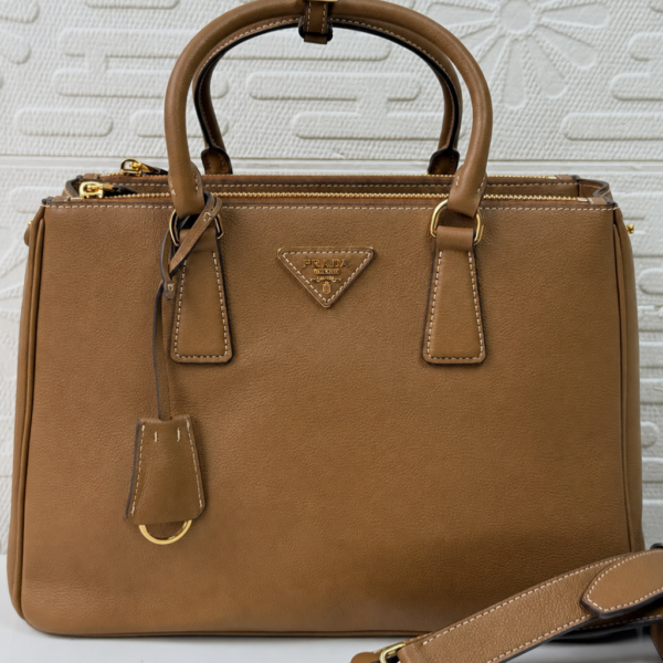 Prada Medium Galleria Warm Brown Calf Leather Tote Bag