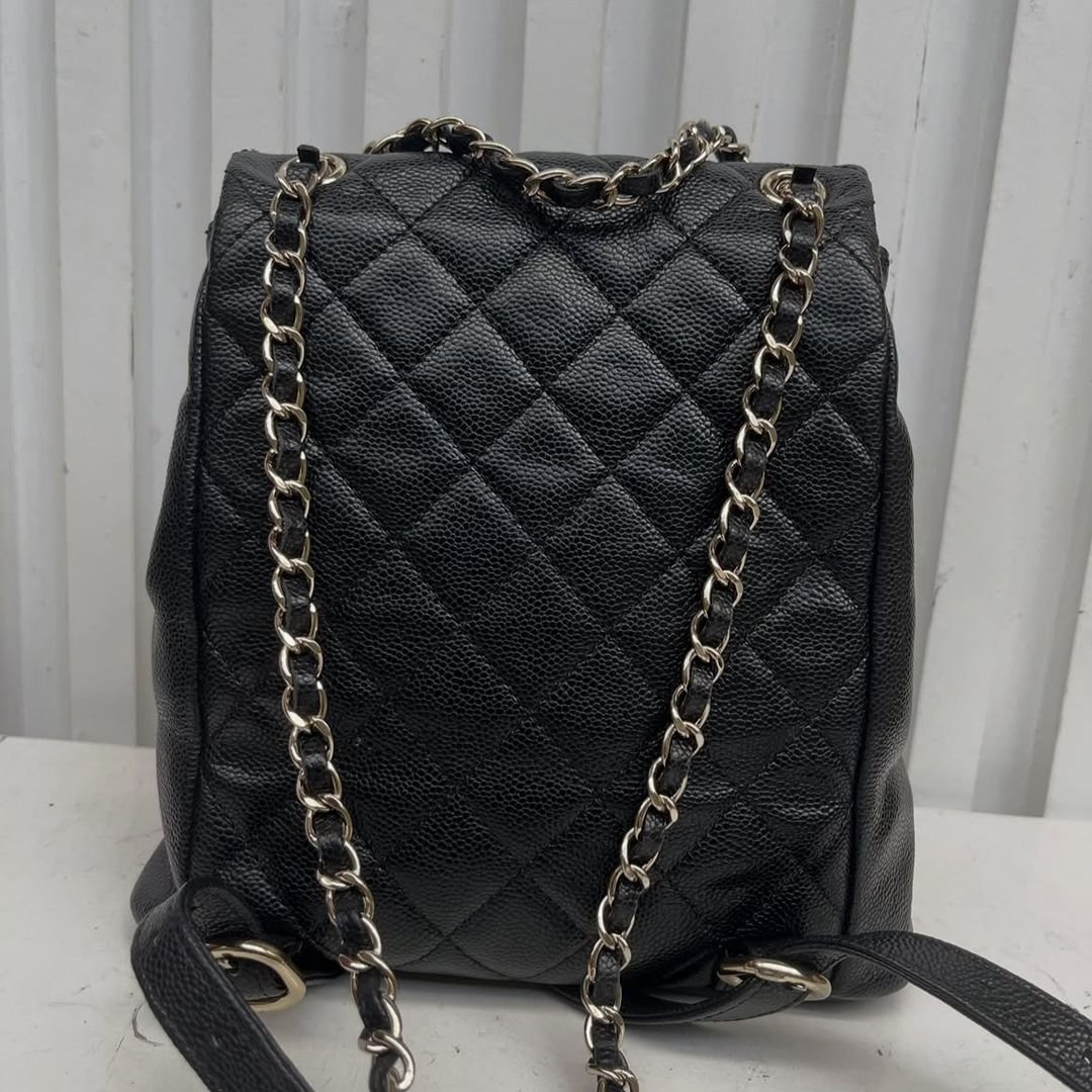 Chanel Duma Quilted Caviar Leather Backpack Medium Black