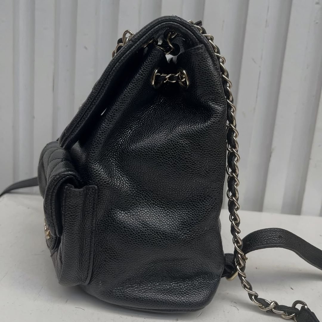 Chanel Duma Quilted Caviar Leather Backpack Medium Black