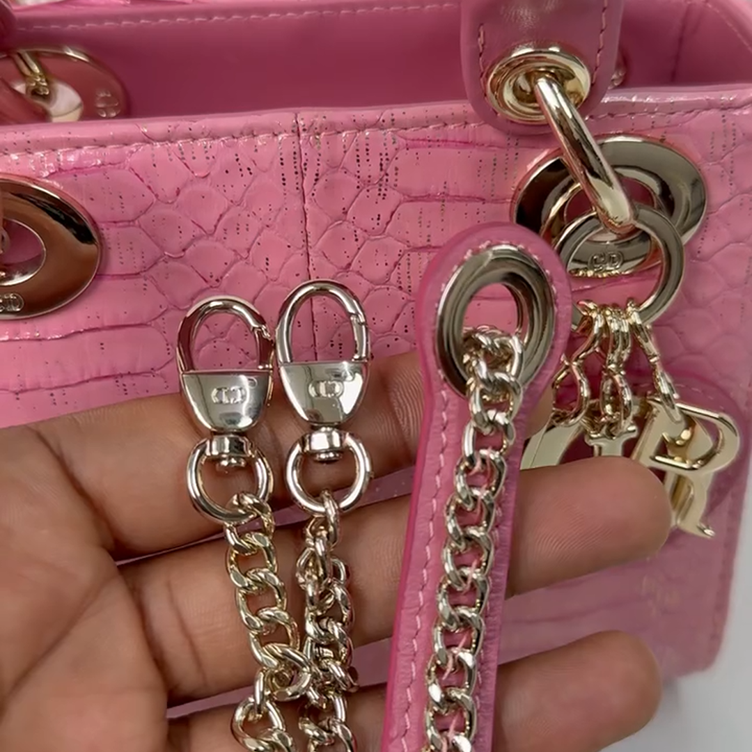 Title Christian Dior Medium Lady Dior Pink Snakeskin Exotic Leather Bag