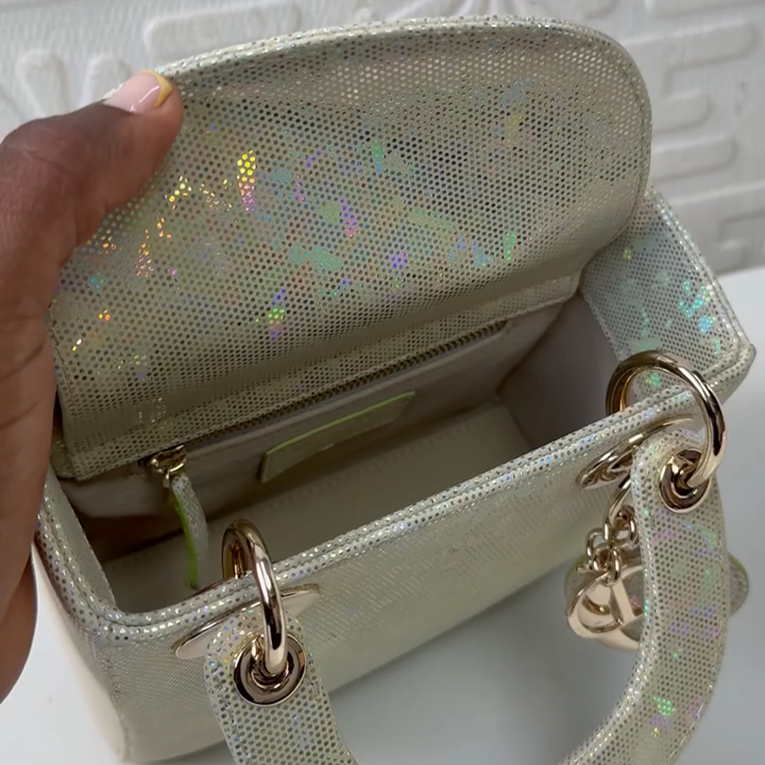 Christian Dior Mini Lady Dior Gold Iridescent Python Exotic Leather Bag