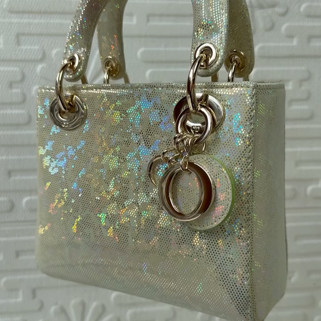 Christian Dior Mini Lady Dior Gold Iridescent Python Exotic Leather Bag